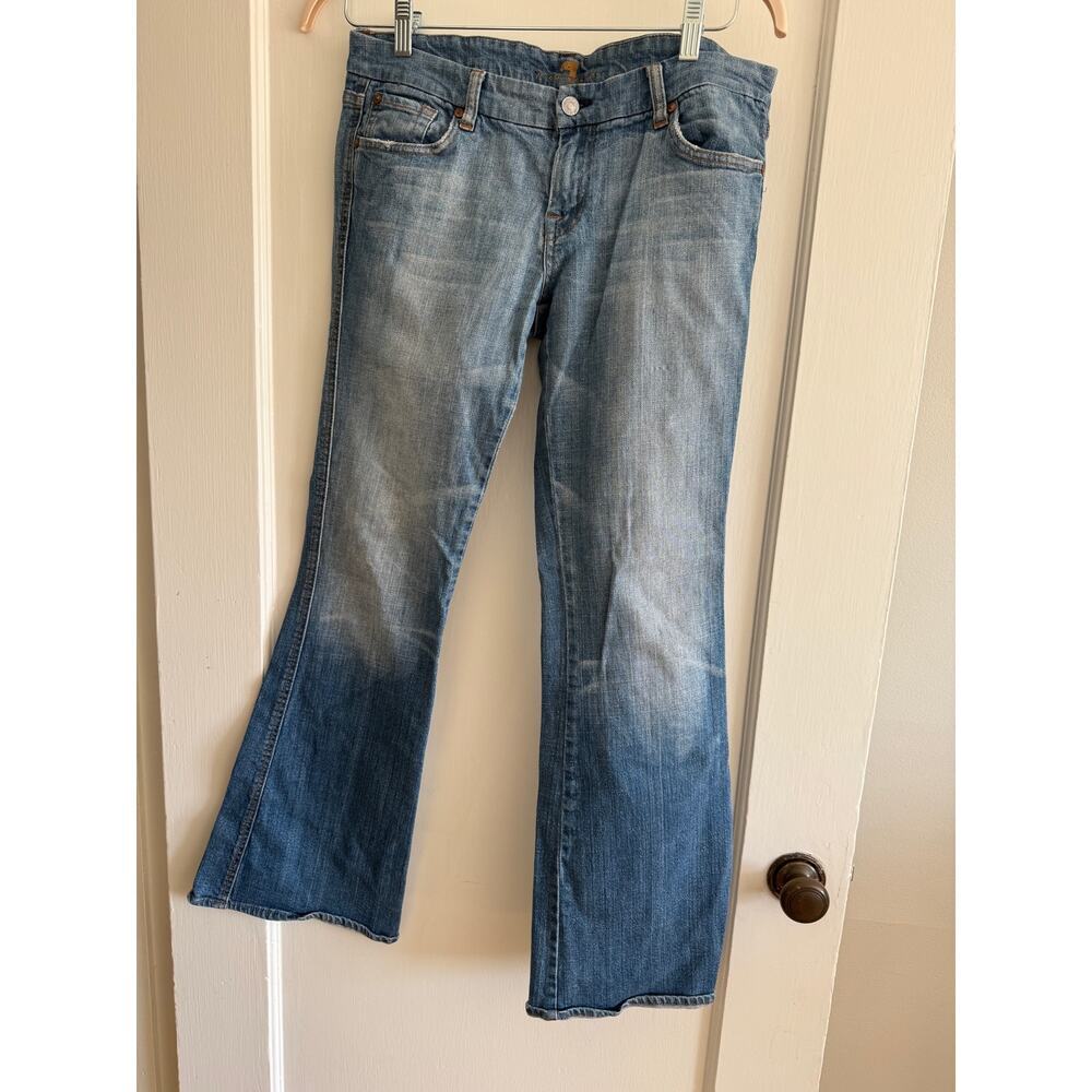 7 For All Mankind Vintage Y2K Rhinestone A-Pocket Flare Jeans Sz 29